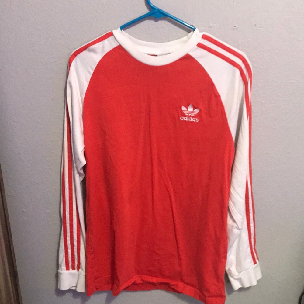 Orange/ red adidas long sleeved medium t-shirt